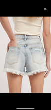 Load image into Gallery viewer, Light Wash Distressed Jean Shorts

